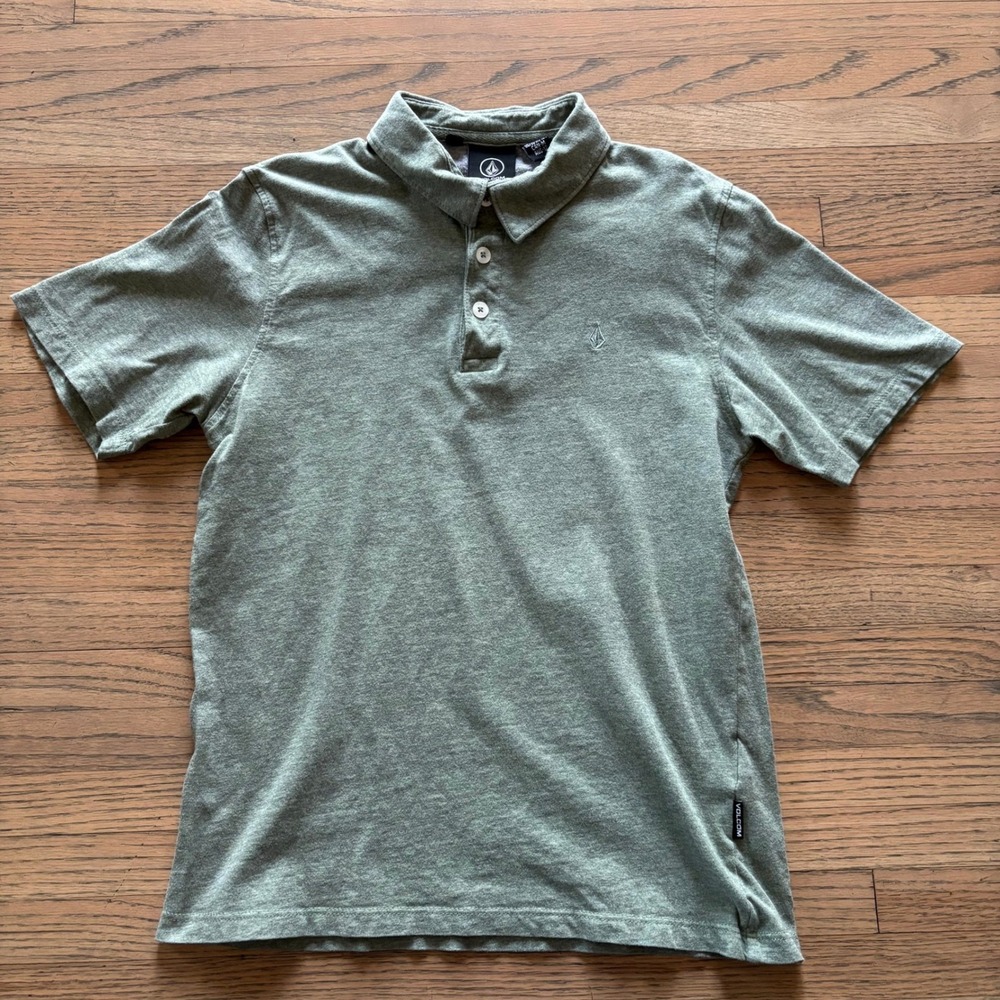 Volcom Kids Boys Short Sleeve Polo Shirt‎ Green Heathered Size Medium M 10-12